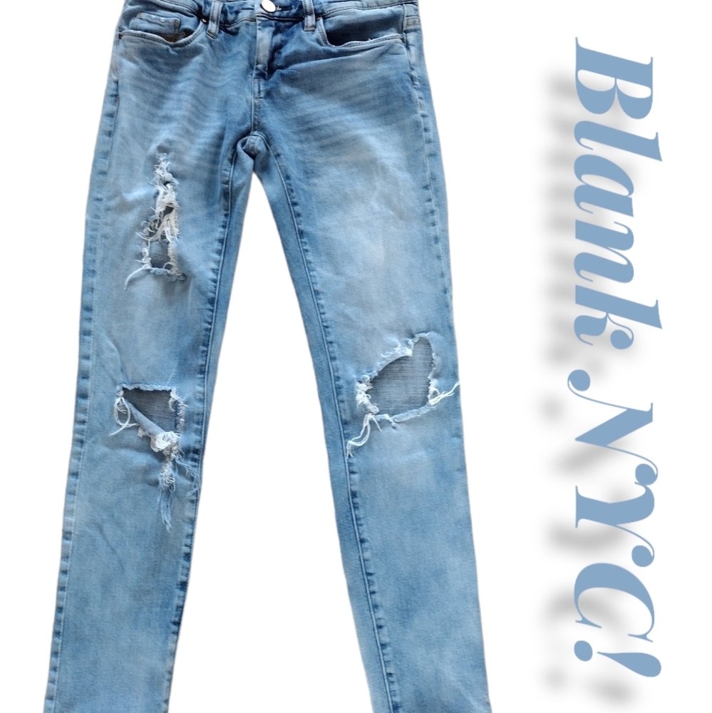 Blank NYC Light Wash Destroyed Denim Jeans Size: 26"